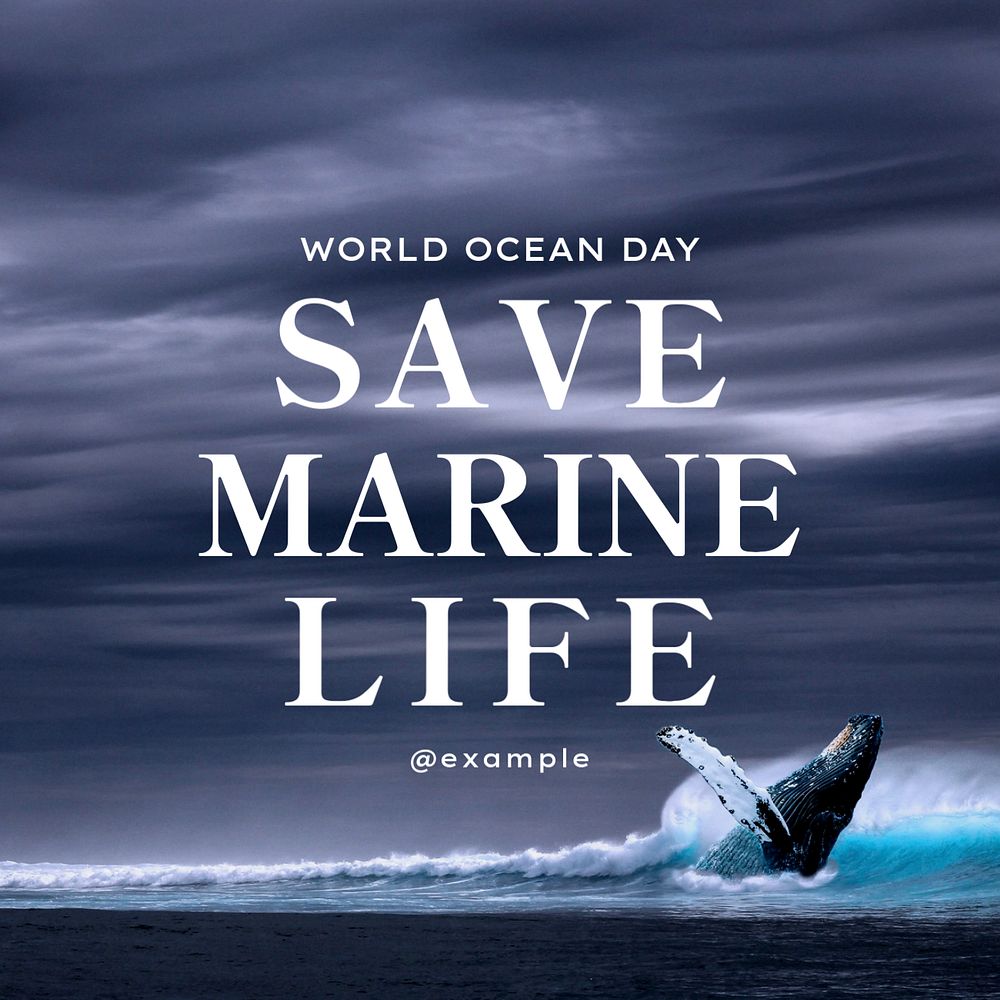 Save marine life post template, editable social media design