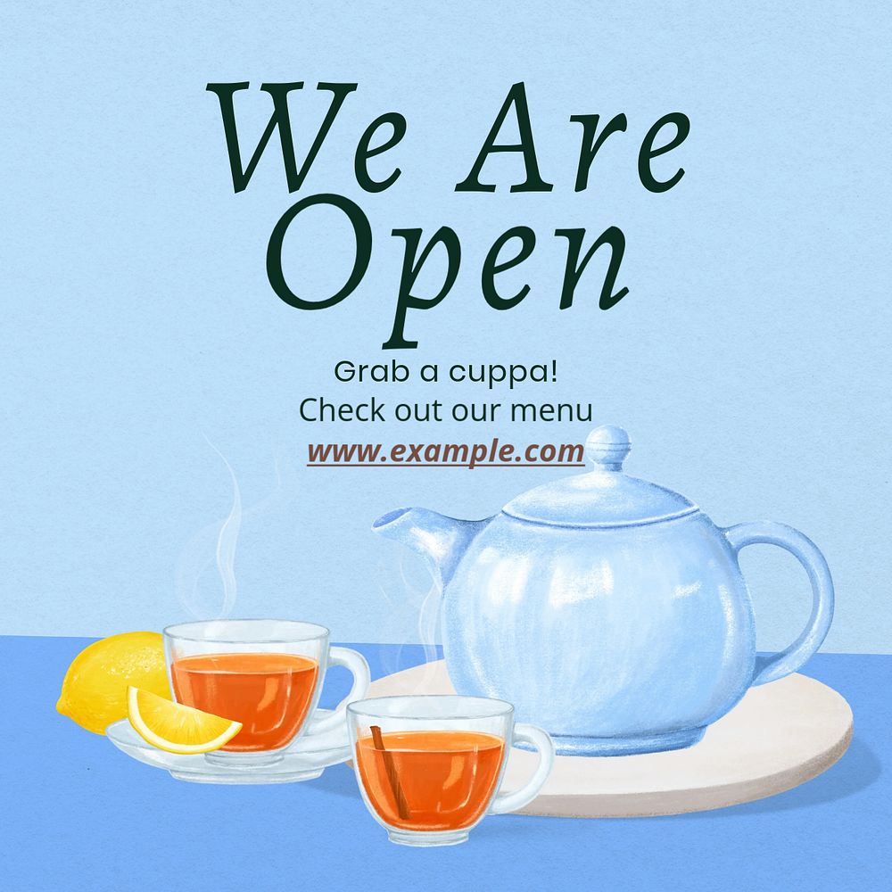 We are open post template, editable social media design