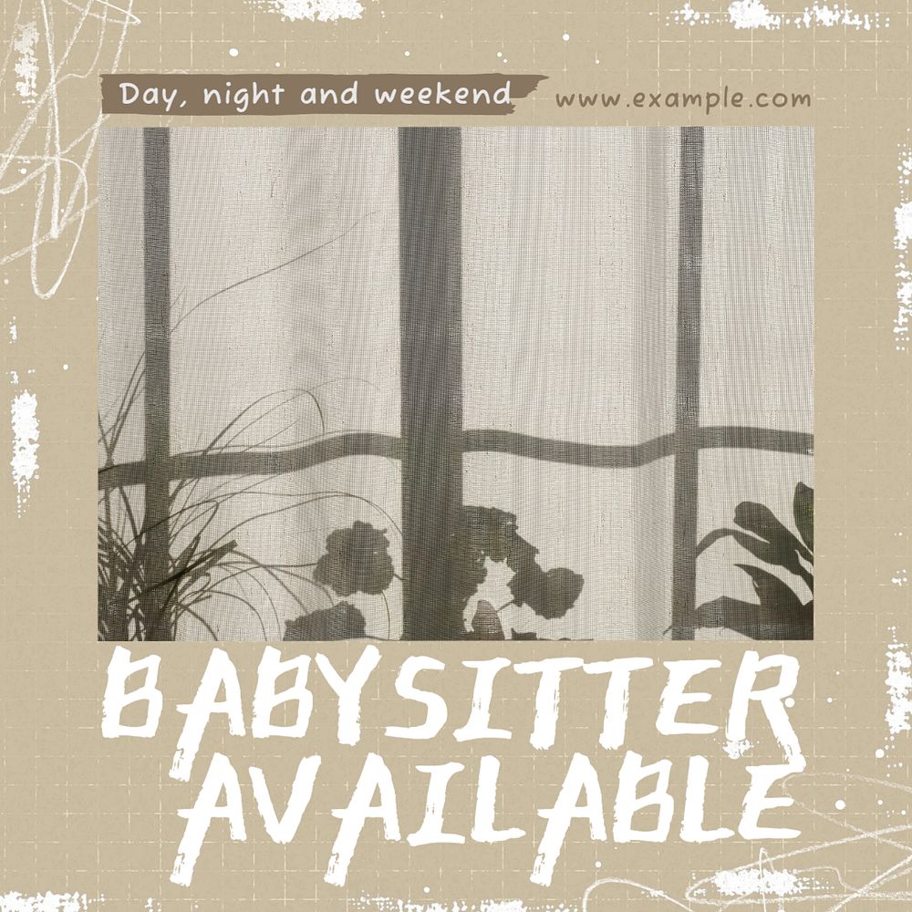 Babysitter available Instagram post template, editable design