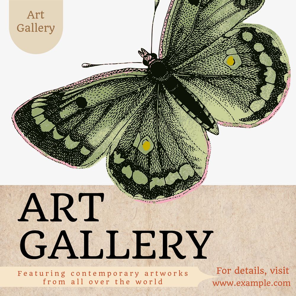 Art gallery Instagram post template, editable text