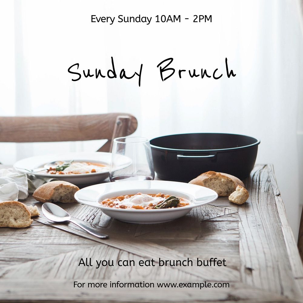 Sunday brunch Instagram post template, editable text