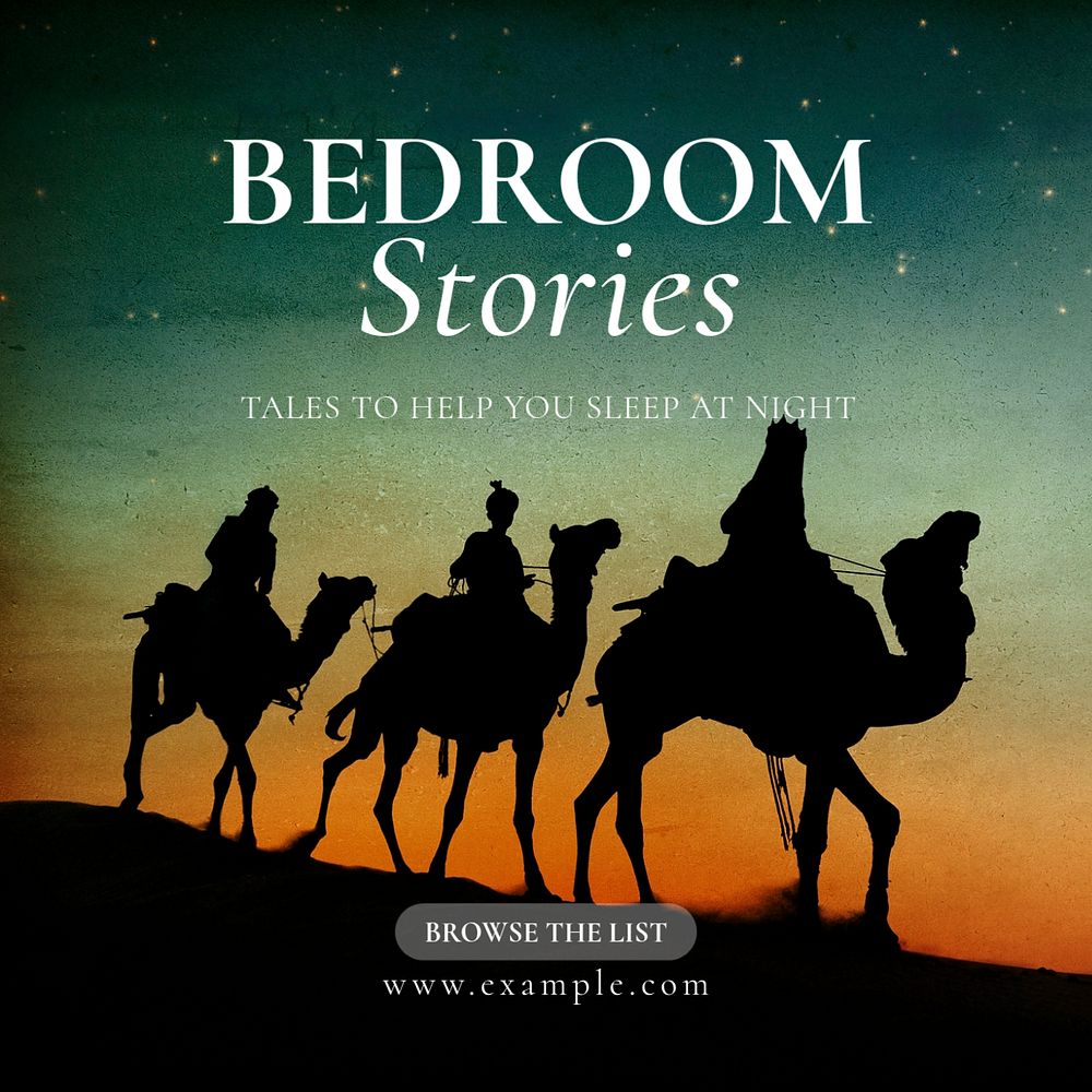 Bedroom stories Instagram post template, editable text