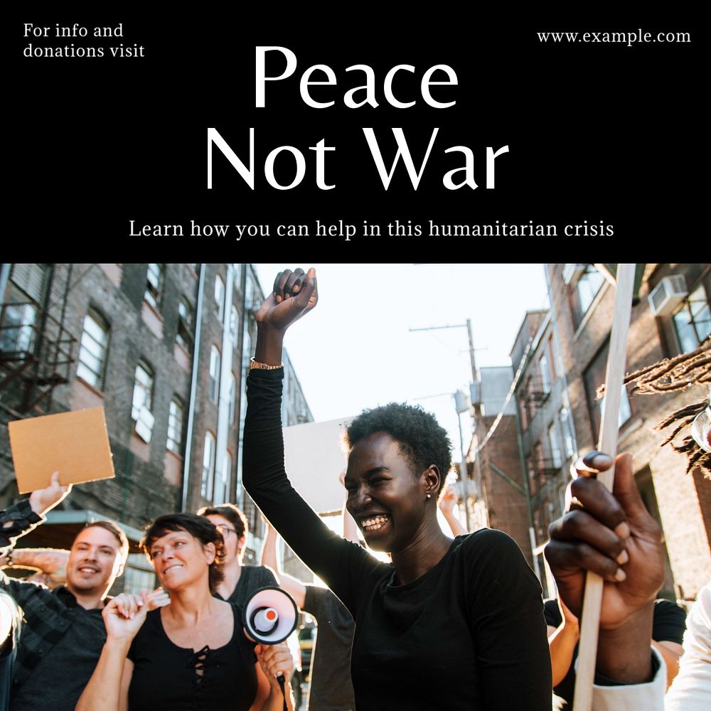 Peace not war Facebook post template, editable design