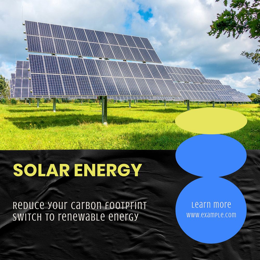 Solar energy Instagram post template, editable text