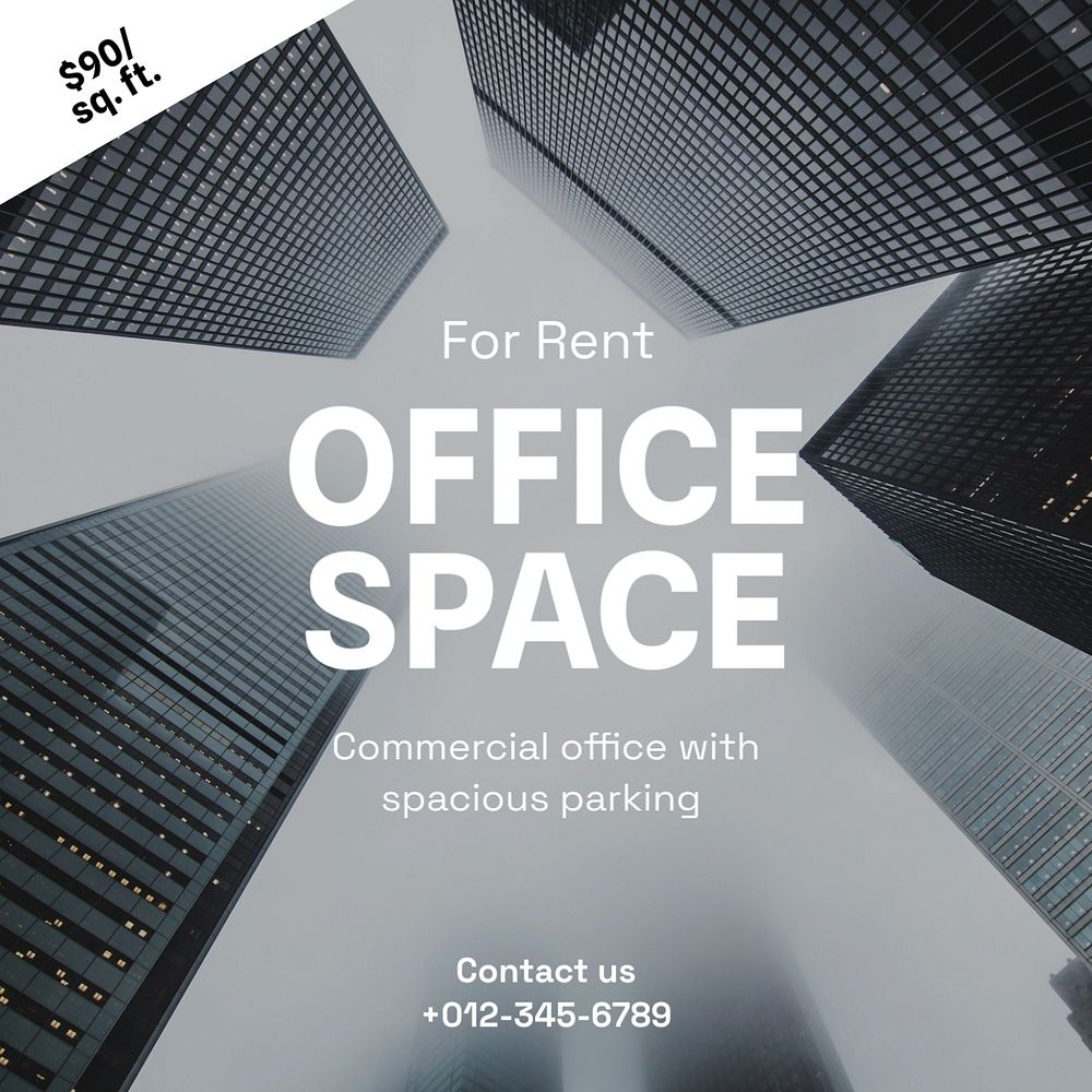 Office space Facebook post template, editable design