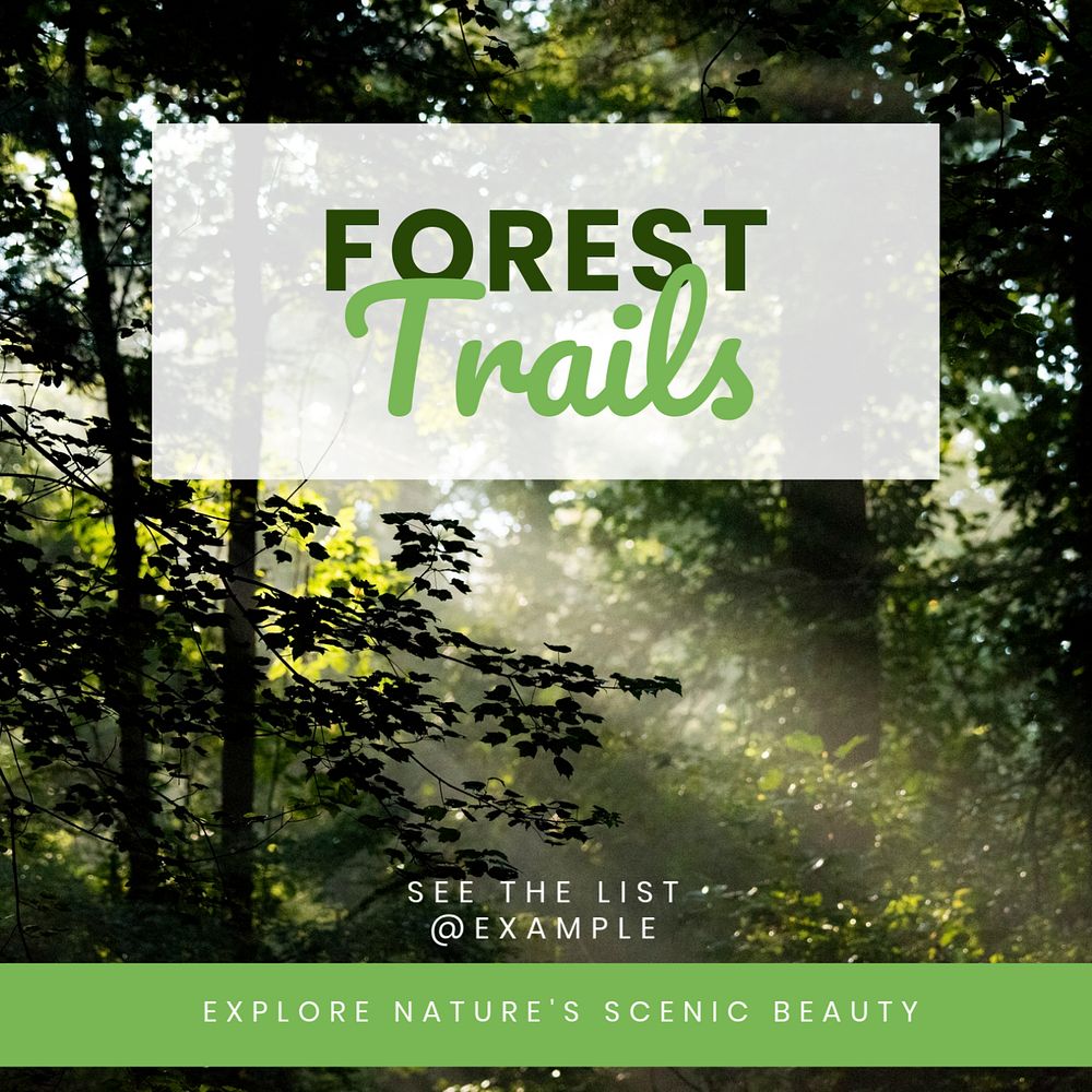 Forest trails Instagram post template, editable design