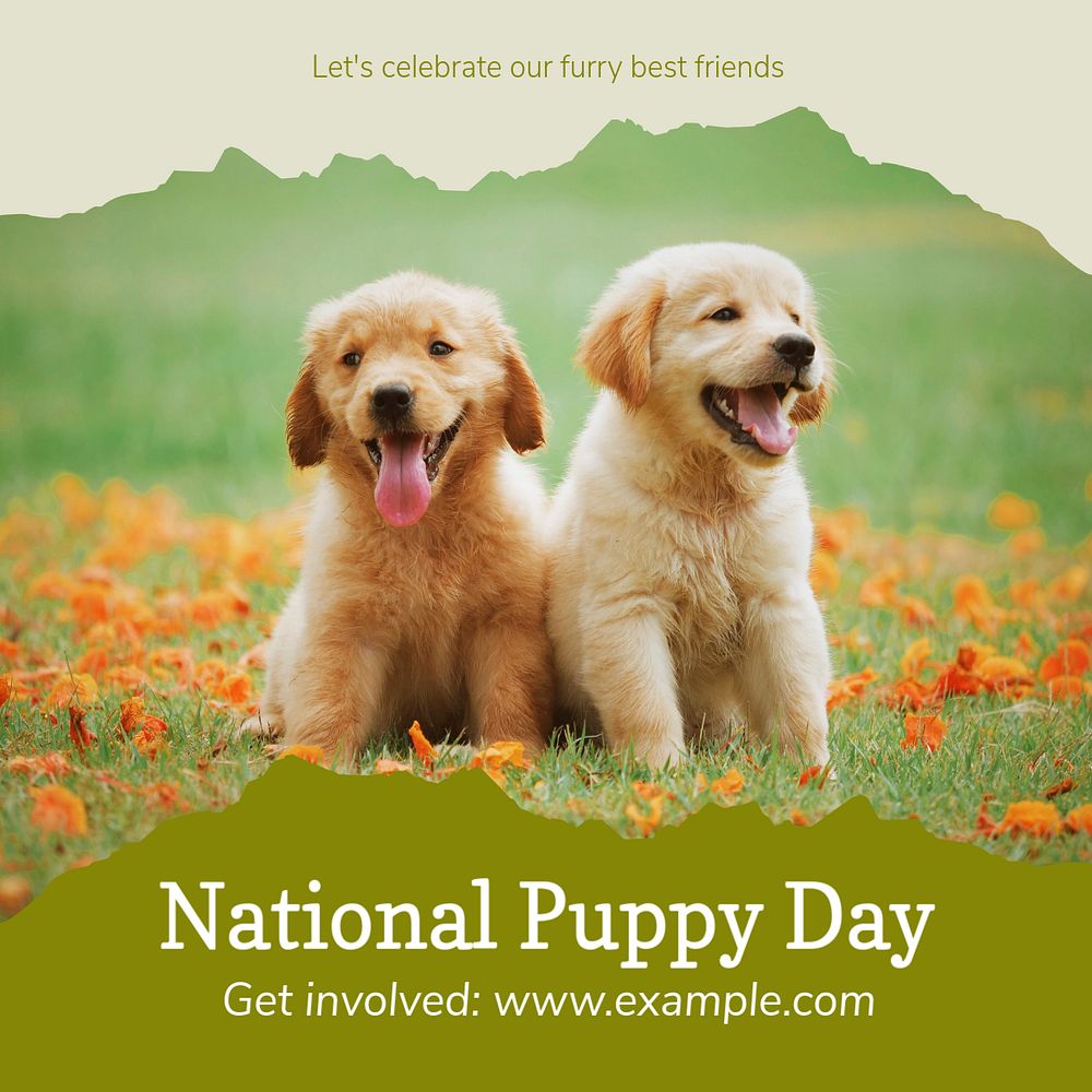 National puppy day Instagram post template, editable design