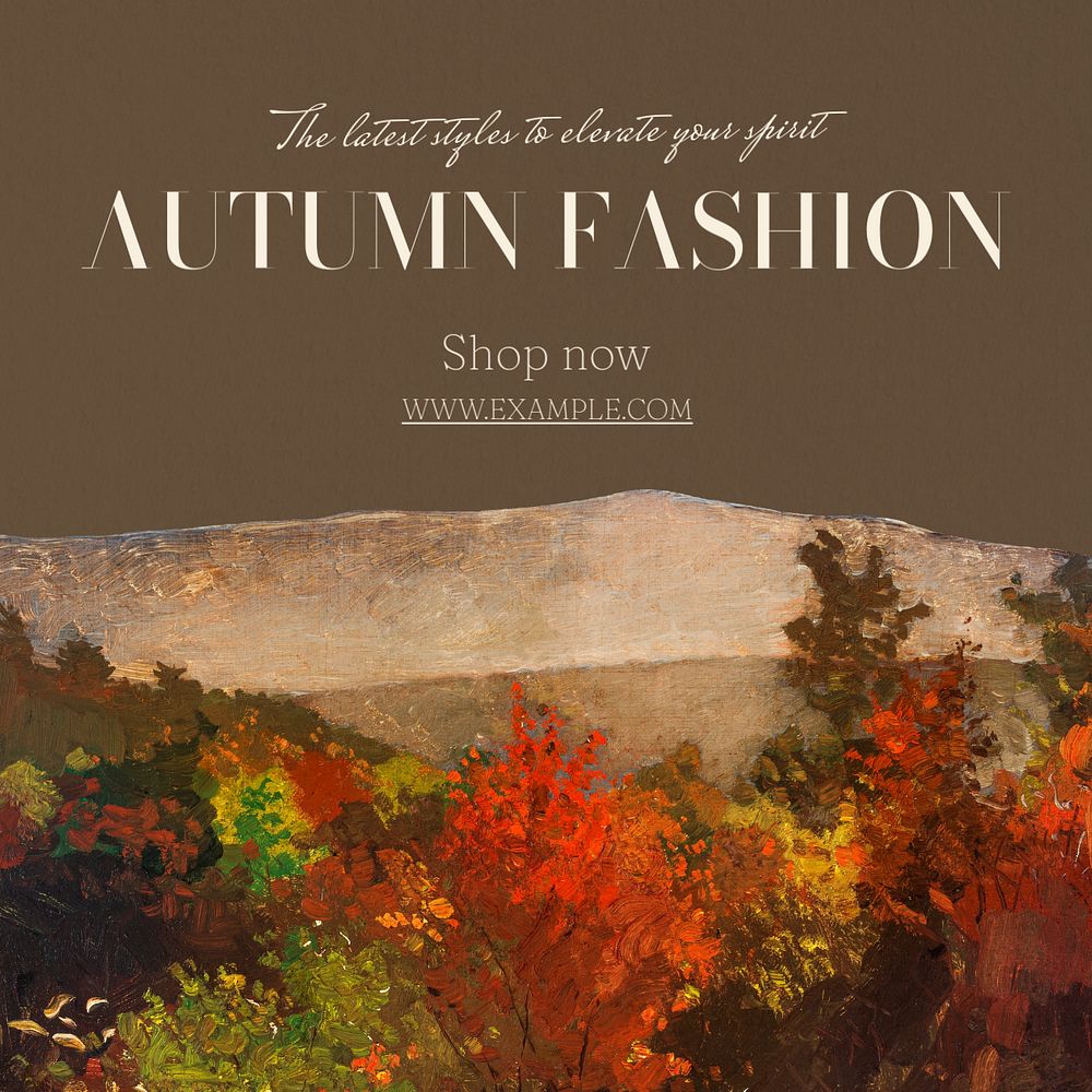 Autumn fashion Instagram post template, editable text