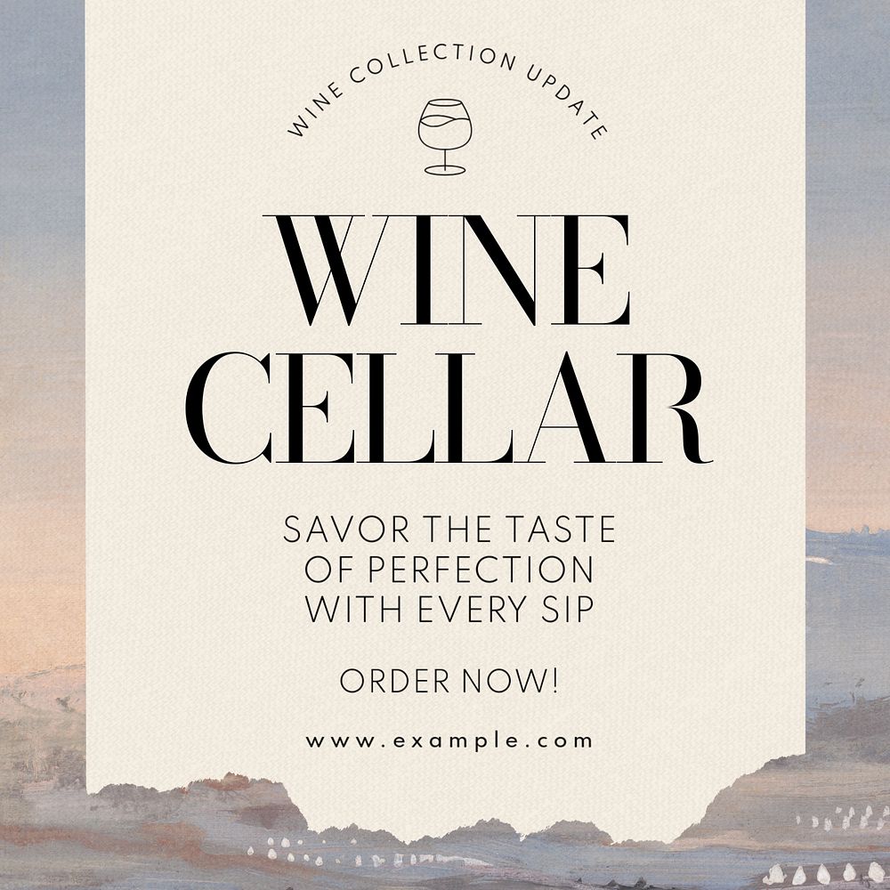 Wine cellar Instagram post template, editable text