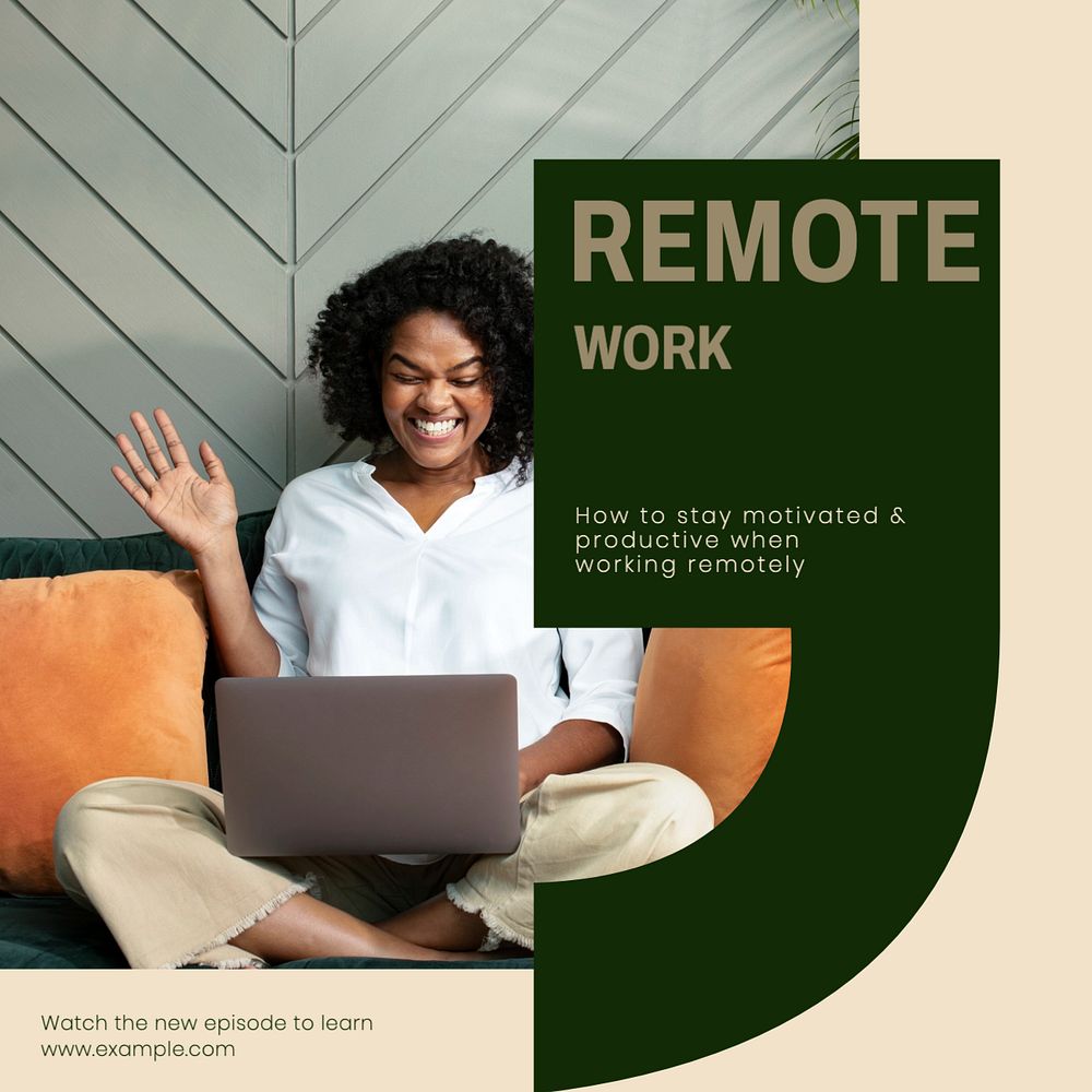 Remote work Instagram post template, editable social media design