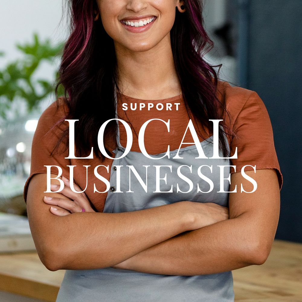 Support local business Instagram post template, editable text