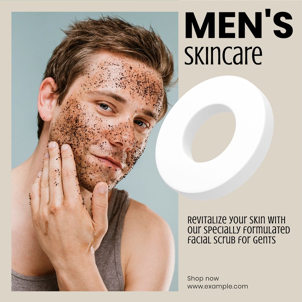 Men's skincare Instagram post template, editable social media design