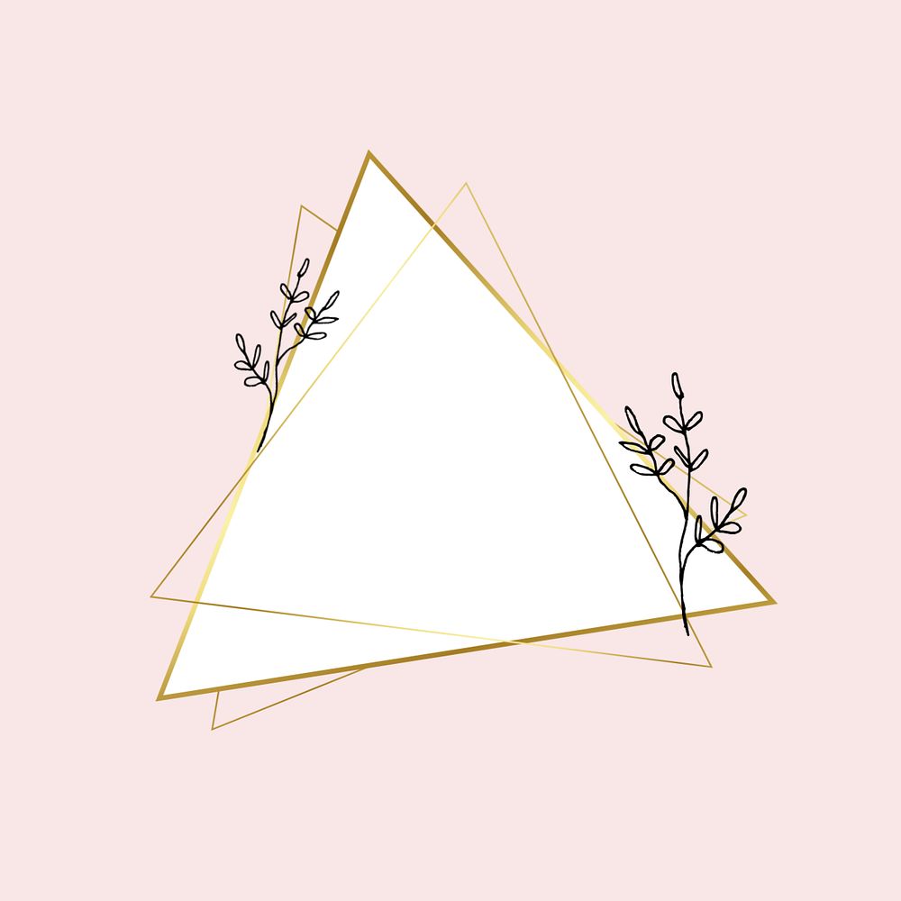 Gold triangle frame, editable with simple flower drawing