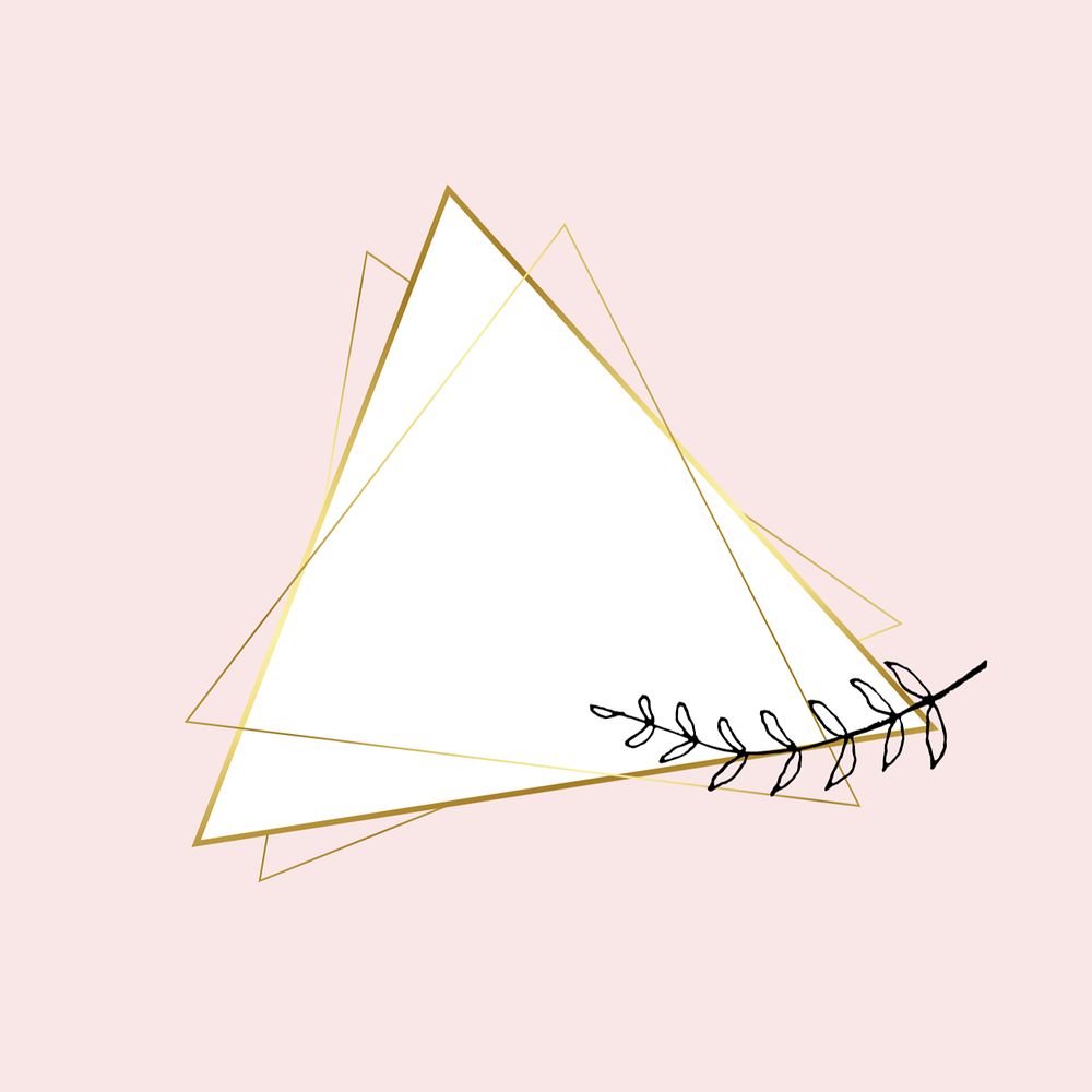 Gold triangle frame, editable with simple flower drawing