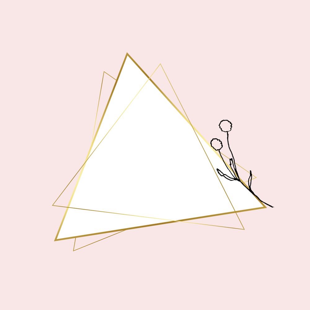 Gold triangle frame, editable with simple flower drawing