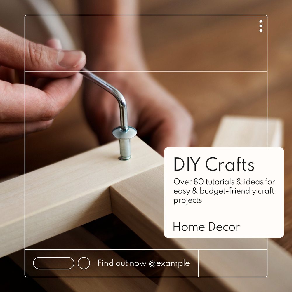 DIY decor crafts Instagram post template, editable text