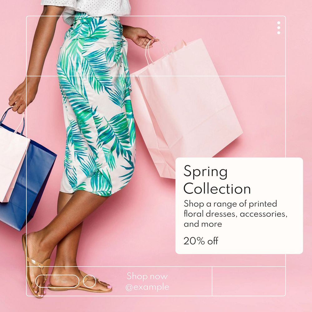 Spring collection Instagram post template, editable text