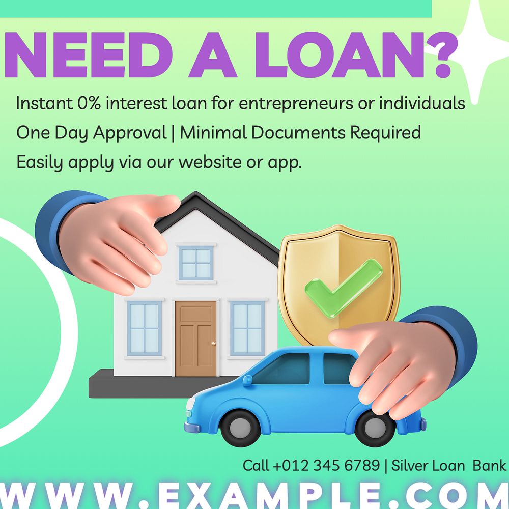 Bank loan Instagram post template, editable text