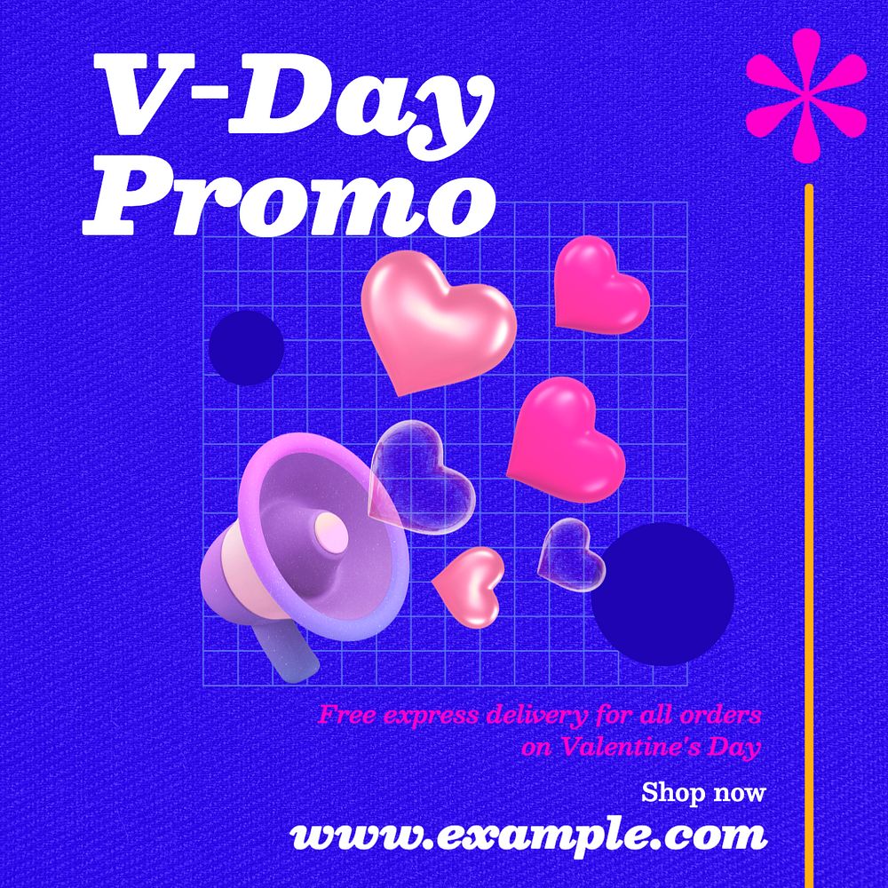 V-day promo Instagram post template, editable text