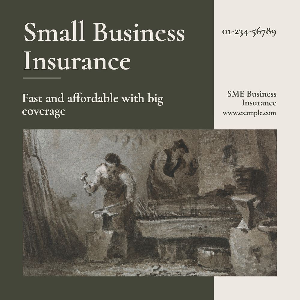 Small business insurance Instagram post template, editable text