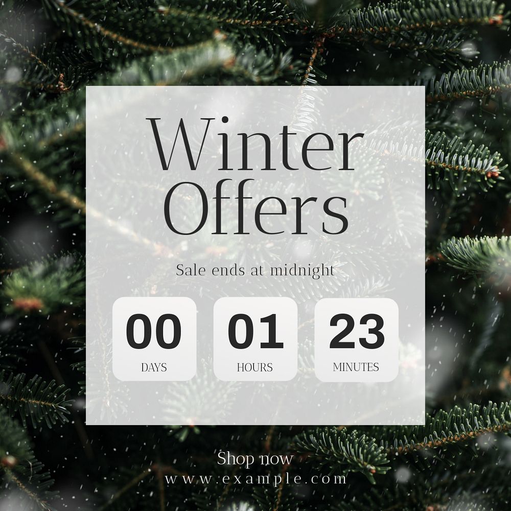 Winter offers post template, editable text for social media