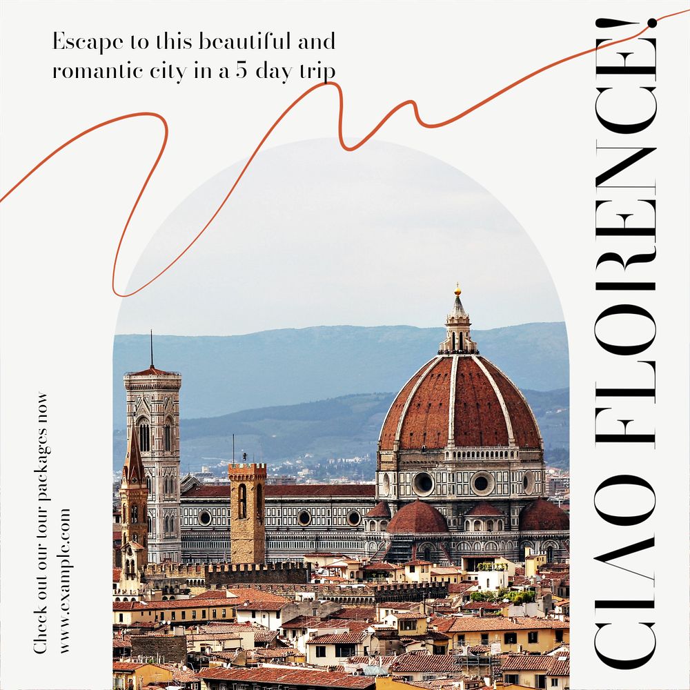 Florence travel   Instagram post template, editable text