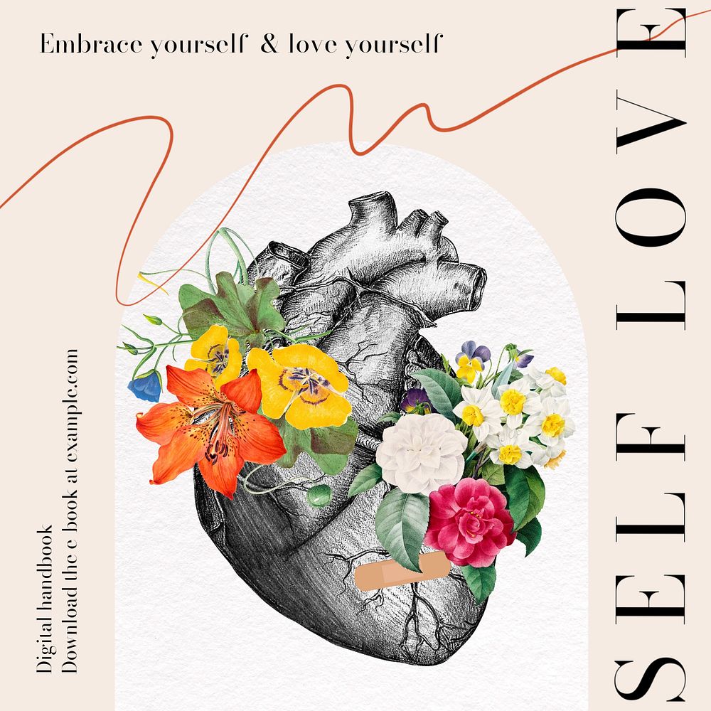 Self love ebook Instagram post template, editable text