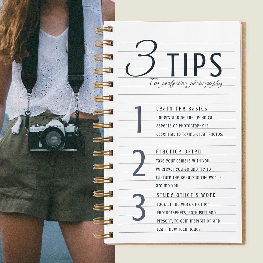 Photography tips Instagram post template, editable design