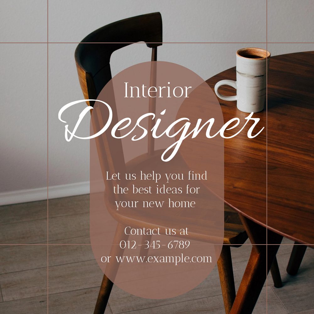 Interior designer post template, editable text for social media