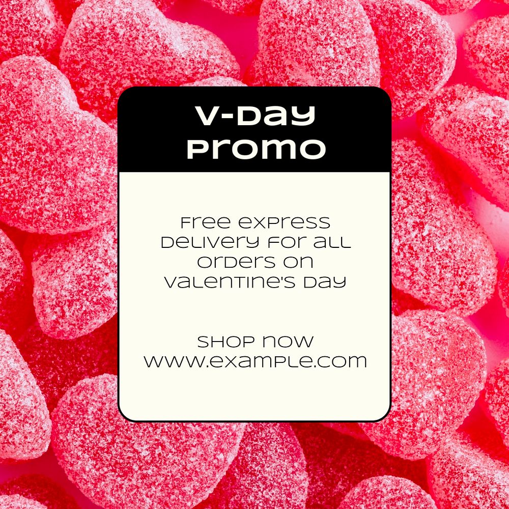 V-day promo post template, editable text for social media