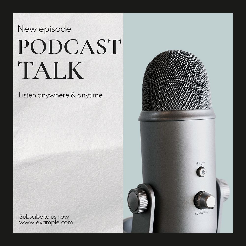 Podcast talk Instagram post template, editable text