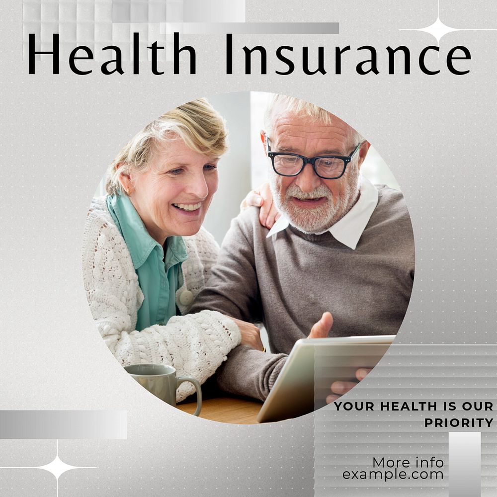 Health insurance post template, editable text for social media