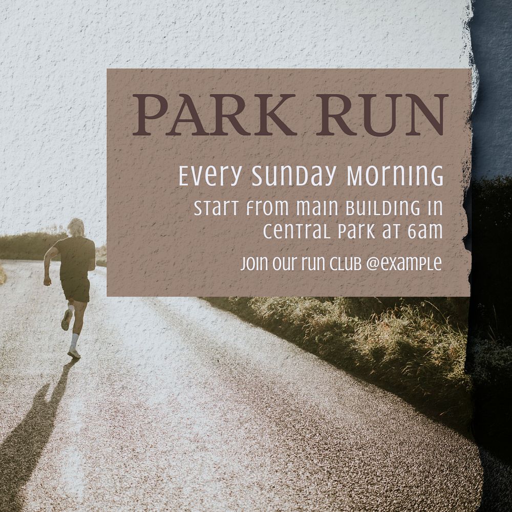 Park run  Instagram post template, editable text