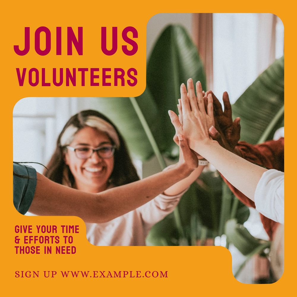 Join us volunteers Instagram post template, editable design