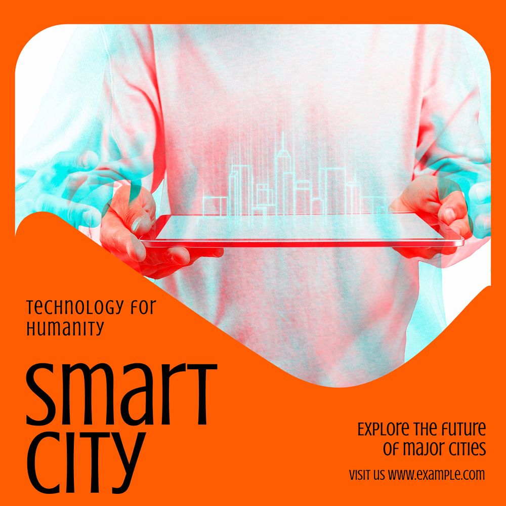 Smart city Instagram post template, editable design