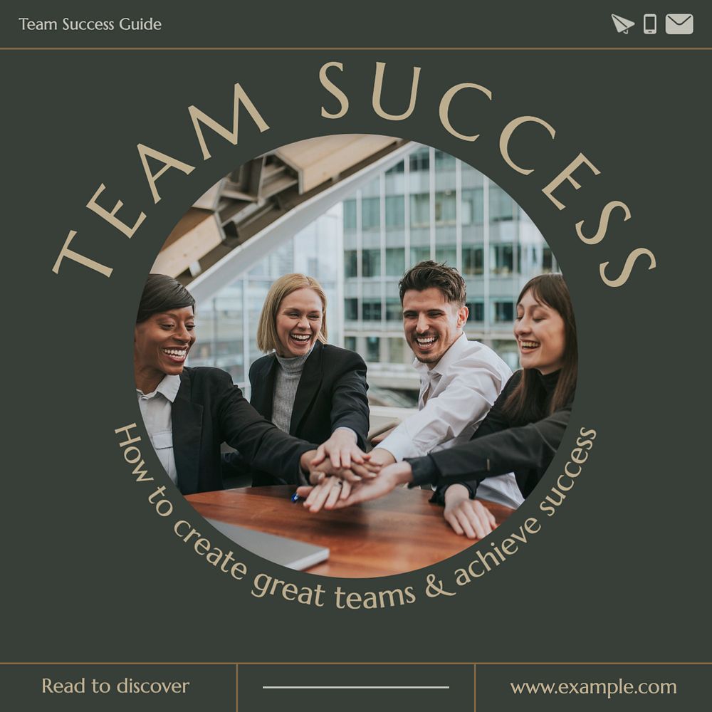 Team success Instagram post template, editable text