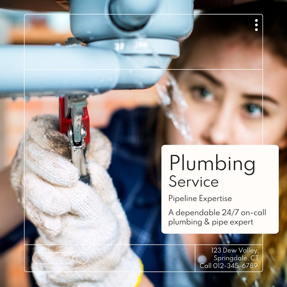 Plumbing Instagram post template, editable text