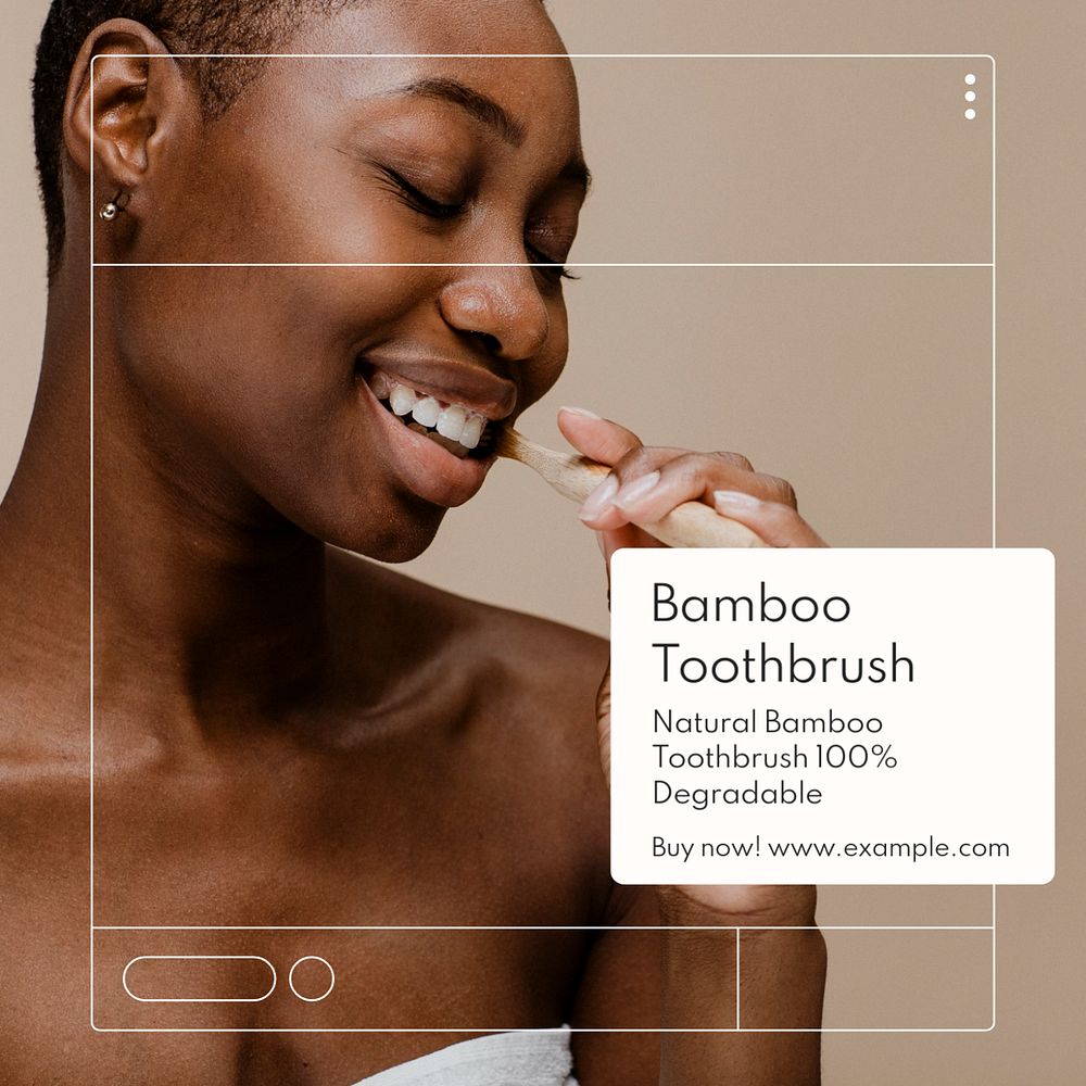 Bamboo toothbrush Instagram post template, editable text