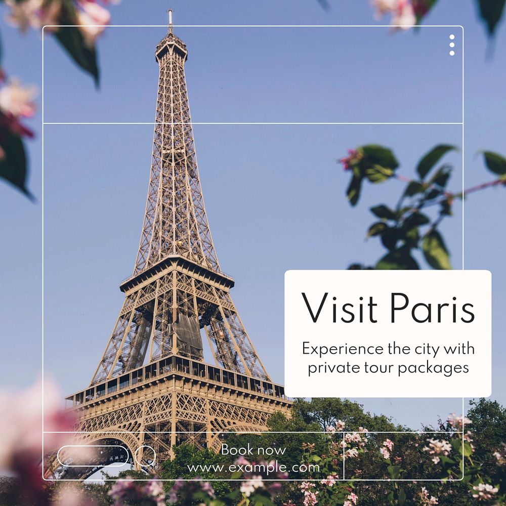 Paris private tour Instagram post template, editable text