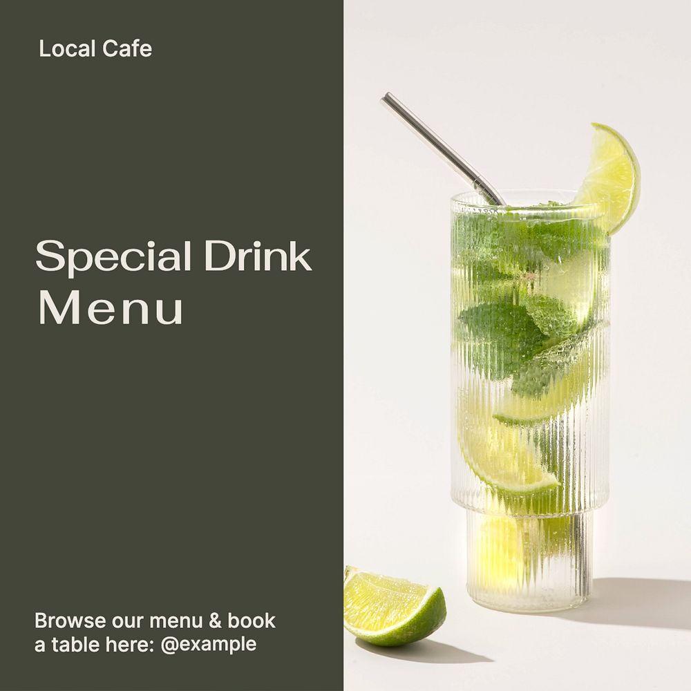 Special drink menu Instagram post template, editable text