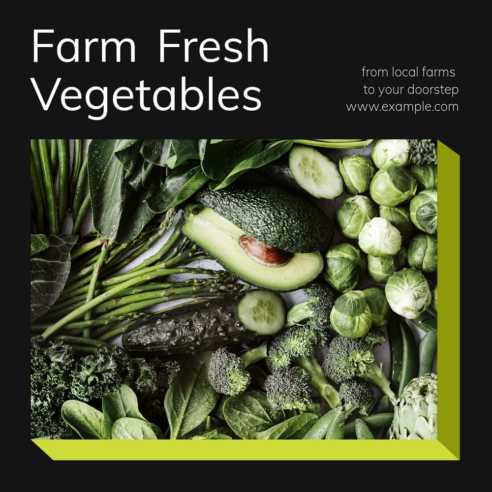 Farm fresh vegetables Instagram post template, editable text