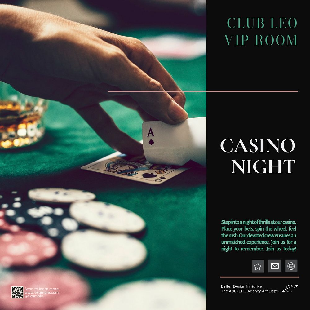 Casino Facebook post template, editable design