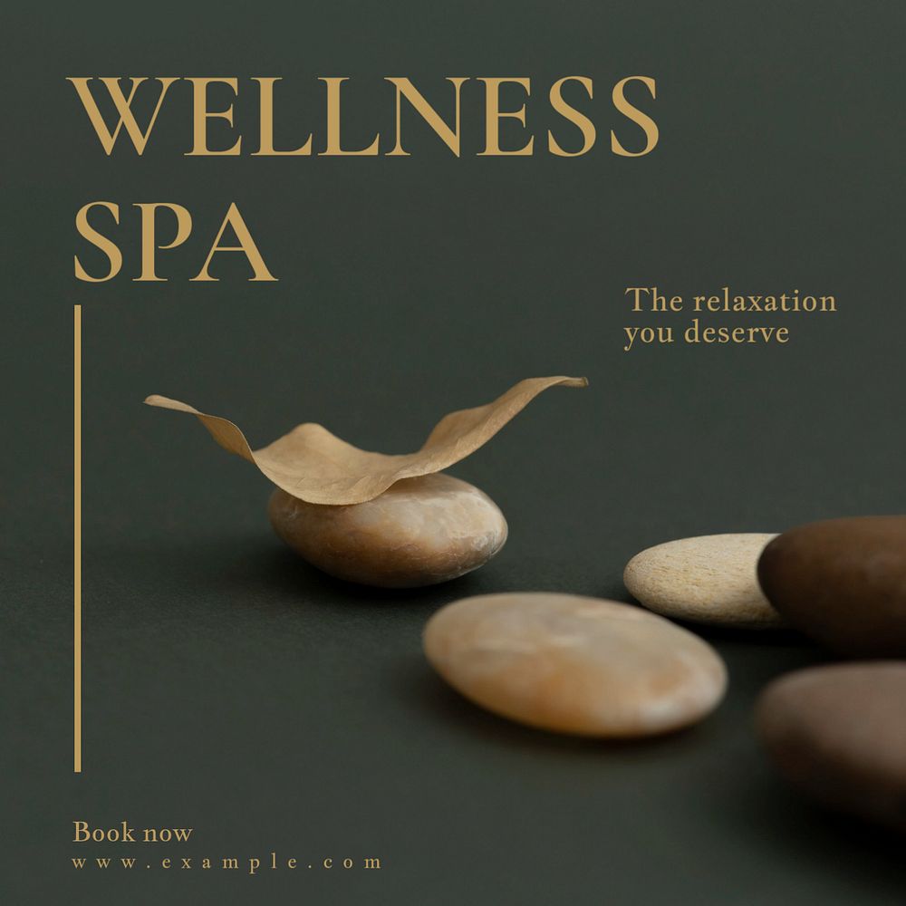 Wellness spa Instagram post template, editable text