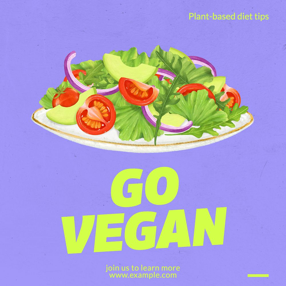 Plant-based vegan diet Instagram post template, editable text