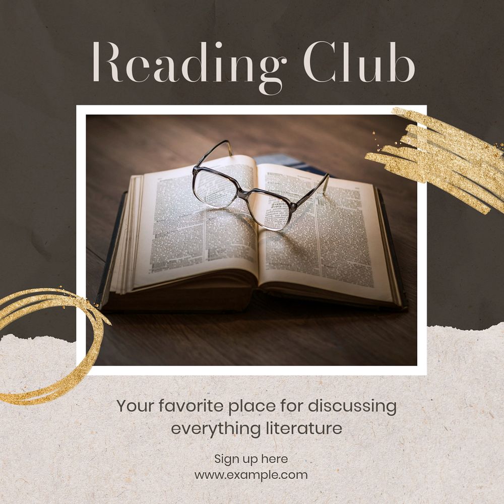 Reading club  Instagram post template, editable text