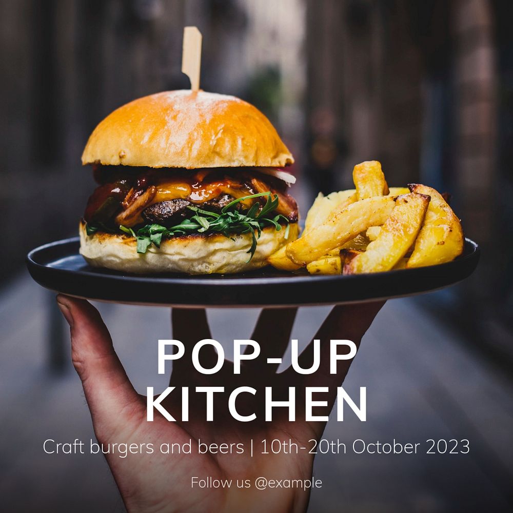 Pop-up kitchen post template, editable social media design