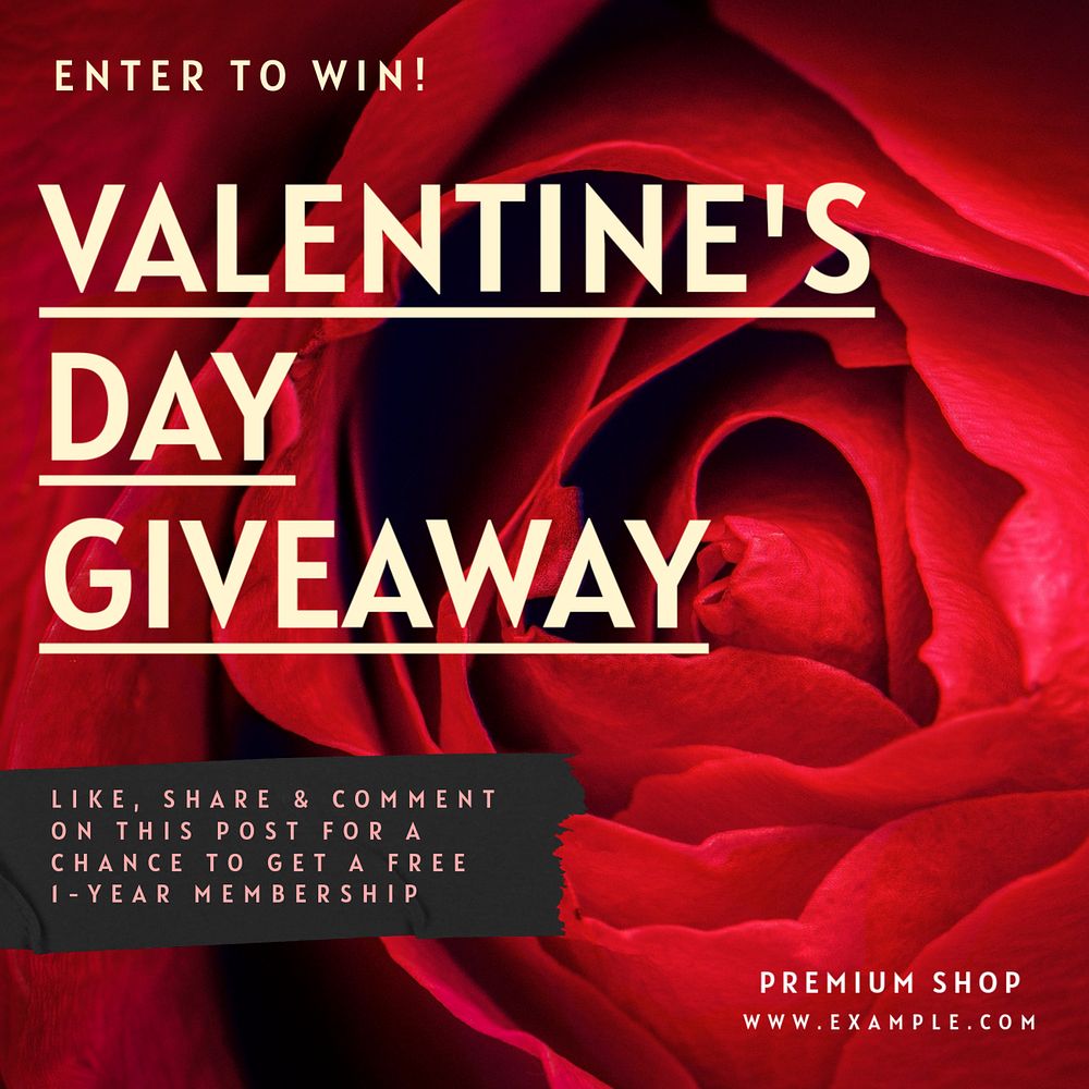 Valentine's day giveaway post template, editable social media design