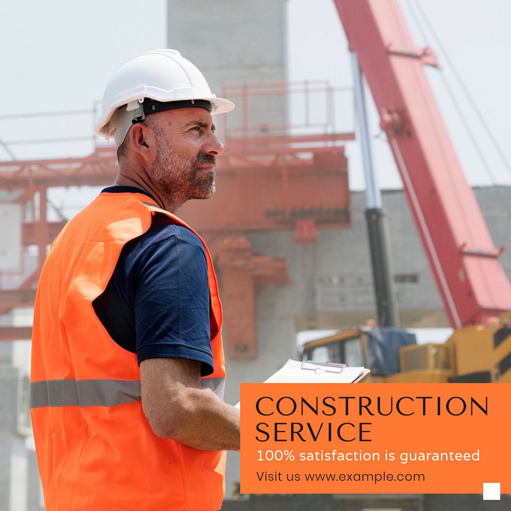 Construction service Facebook post template, editable design