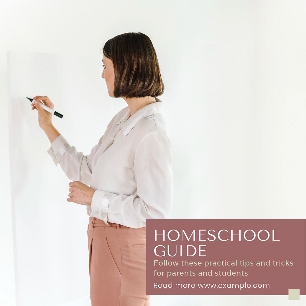 Homeschool guide Facebook post template, editable design