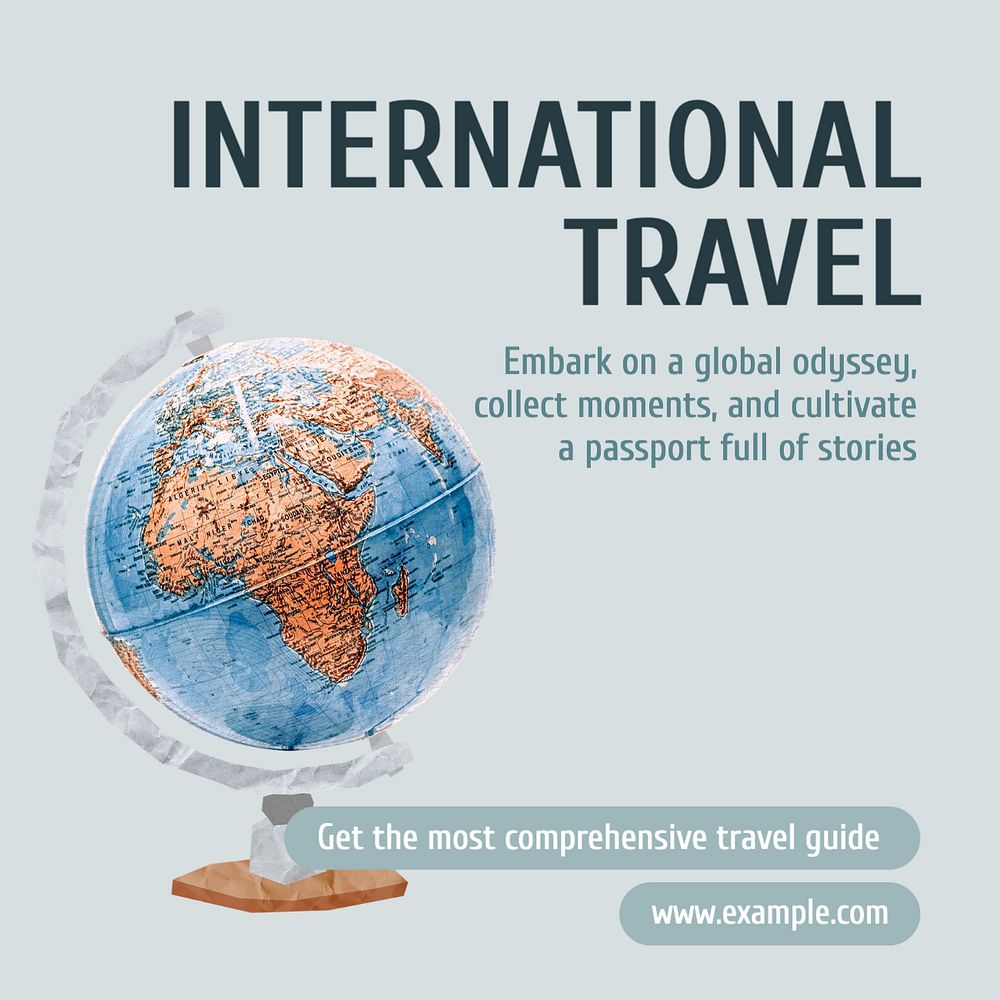 International travel Instagram post template, editable text